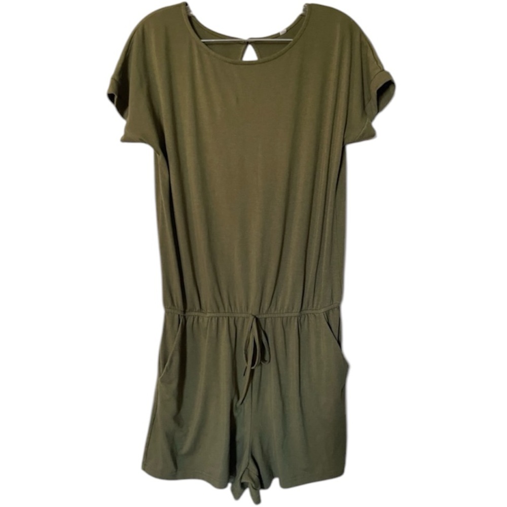Olive Green One Piece Short Sleeve Shorts Jumper size Large